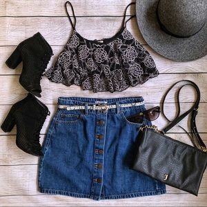 Black floral lace flowy tank